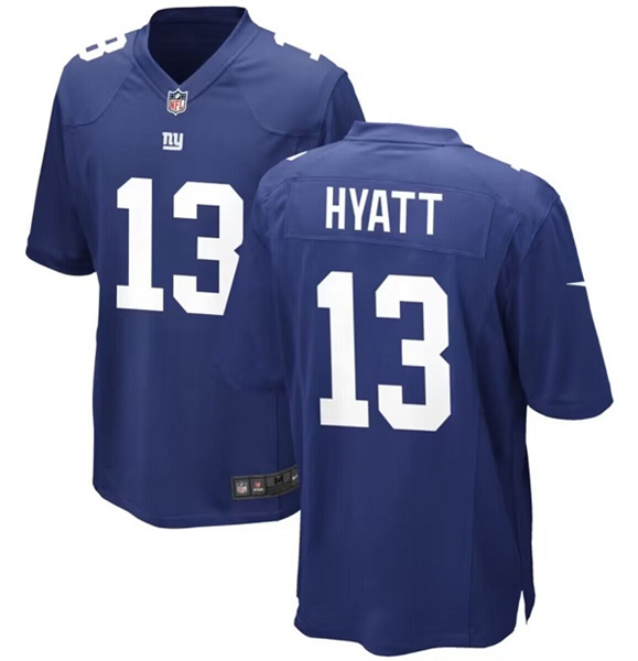 Men's New York Giants #13 Jalin Hyatt Royal Stitched Game Jersey